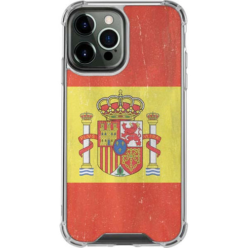Spain Flag Distressed iPhone 15 Pro Max Clear Case